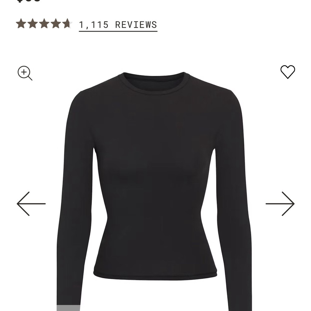 NWT SKIMS FITS EVERYBODY LONG SLEEVE T-SHIRT IN ONYX